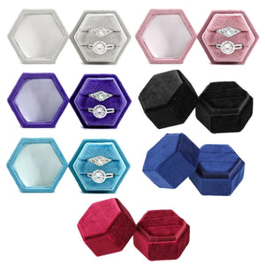 Velvet Ring Earring Jewelry Case Gift Box with 2 Slots