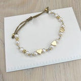 Copper Alloy Beads Elastic Bracelet with Shell Bead Embellishment