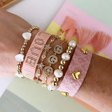 Copper Alloy Beads Elastic Bracelet with Shell Bead Embellishment