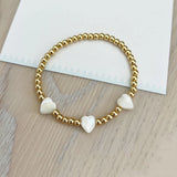 Copper Alloy Beads Elastic Bracelet with Shell Bead Embellishment