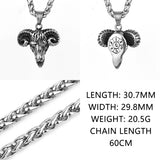 Viking Sheep Head Animal Necklace Men Stainless Steel Vintage Pendant