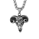 Viking Sheep Head Animal Necklace Men Stainless Steel Vintage Pendant