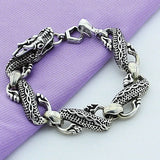 925 Silver Chinese Dragon Chain Bracelet Men's Jewelry
