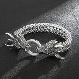Vintage Stainless Steel Double-Headed Animal Woven Bracelet