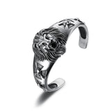 Vintage Lion Head Metal Open Bracelet for Men Women Punk Biker Jewelry