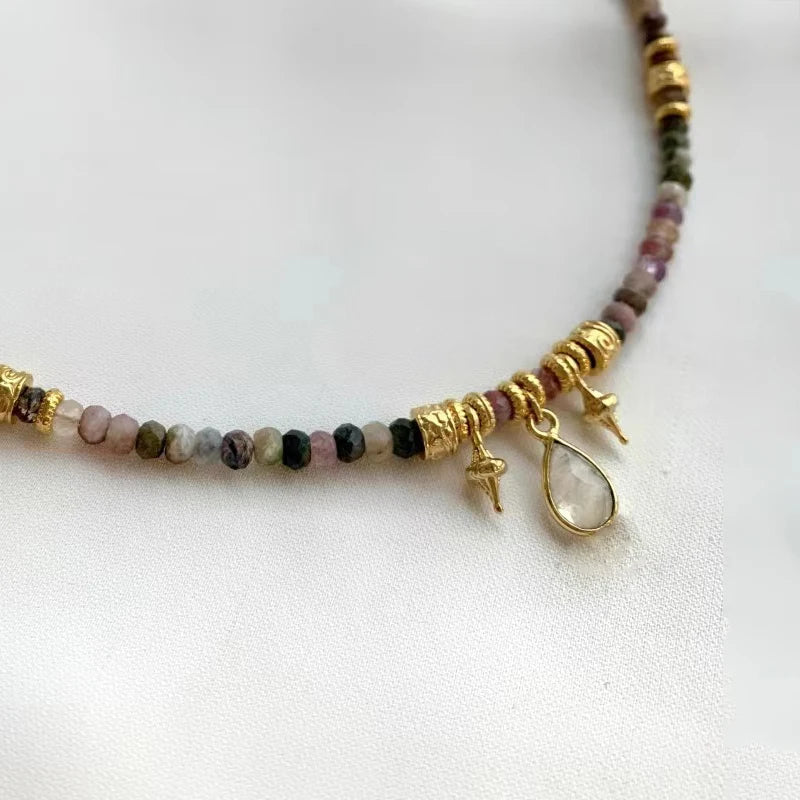 Vintage Stone Beaded Choker Charm Pendant Accessories Gift