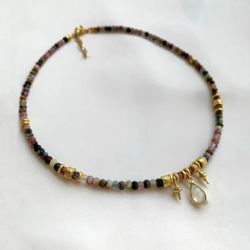 Vintage Stone Beaded Choker Charm Pendant Accessories Gift