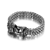 Vintage Wolf Head Stainless Steel Men's Bracelet Punk Rock Animal Bracelet