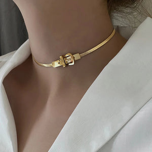Titanium Steel Choker Necklace Gothic Clavicle Chain