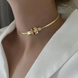 Titanium Steel Choker Necklace Gothic Clavicle Chain
