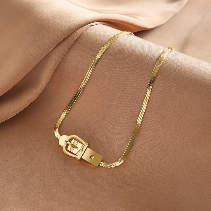 Titanium Steel Choker Necklace Gothic Clavicle Chain
