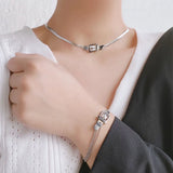 Titanium Steel Choker Necklace Gothic Clavicle Chain