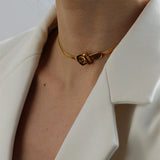 Titanium Steel Choker Necklace Gothic Clavicle Chain