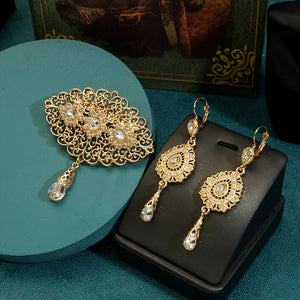 Morocco Wedding Jewelry Set Water Drop Brooches Middle East Muslim Bridal Hajib