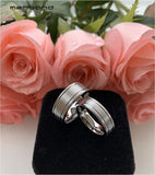 Tungsten Carbide Wedding Band Grooved Brushed Finish 6MM 8MM