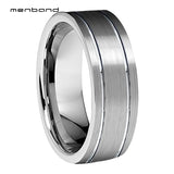 Tungsten Carbide Wedding Band Grooved Brushed Finish 6MM 8MM