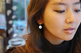 Classic Hollow Rose Simulated Pearl Ear Drop Earrings