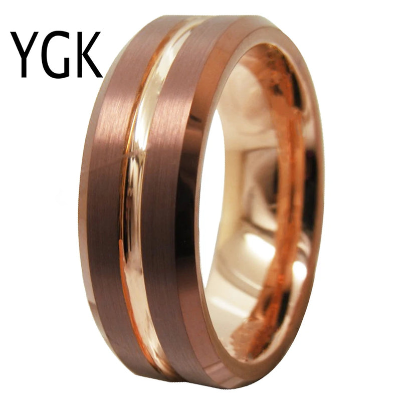 Classic Engagement Ring Coffee Tungsten Ring Men's Anniversary