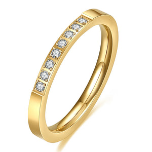 Classic Zircon Stainless Steel Wedding Ring 5mm Width
