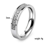 Classic Zircon Stainless Steel Wedding Ring 5mm Width