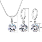 Multicolor Zircon Silver Wedding Jewelry Set Earrings Necklace Gift