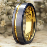 Classic Tungsten Wedding Ring Matte Silver/Golden/Black Mixed Colors