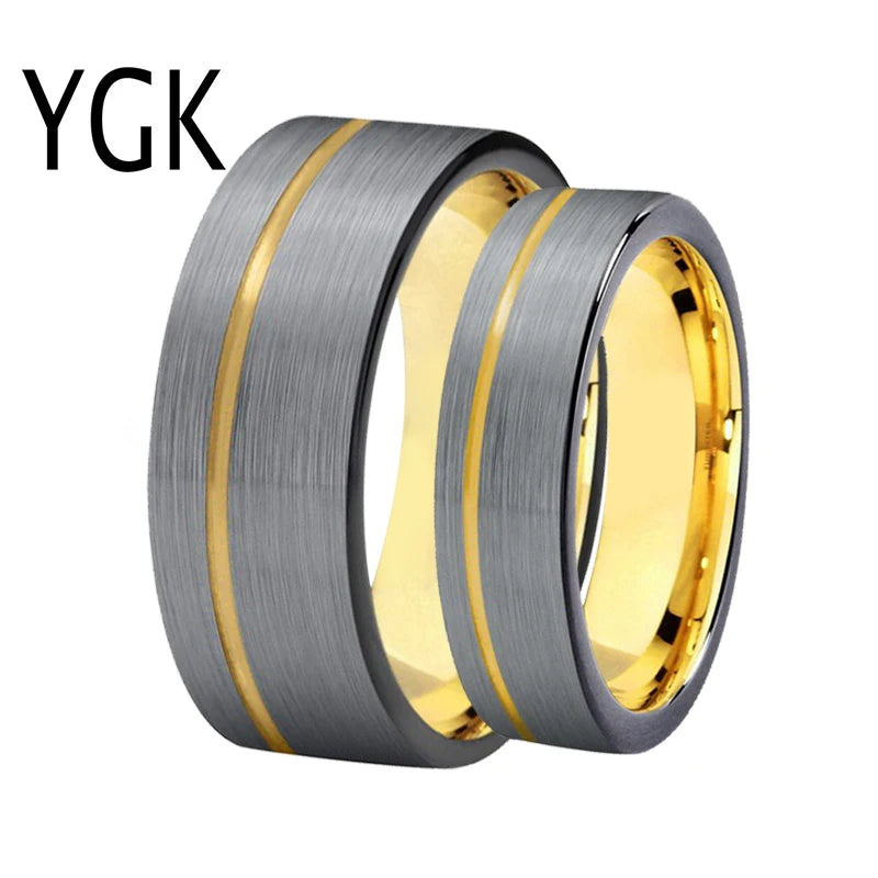 Classic Tungsten Wedding Ring Matte Silver/Golden/Black Mixed Colors