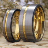 Classic Tungsten Wedding Ring Matte Silver/Golden/Black Mixed Colors