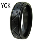 Classic Craved Pattern Tungsten Women's Wedding Ring