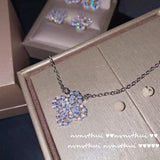 Silver CZ Stone Four Leaf Clover Jewelry Set