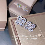 Silver CZ Stone Four Leaf Clover Jewelry Set