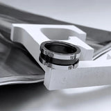 Classic CZ Ceramic Steel Wedding Ring Anillo R17039P
