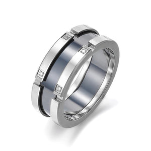 Classic CZ Ceramic Steel Wedding Ring Anillo R17039P