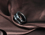 Classic CZ Ceramic Steel Wedding Ring Anillo R17039P