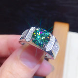 Round Green Zircon Men's Wedding Ring 2.0ct Gems Engagement Anniversary