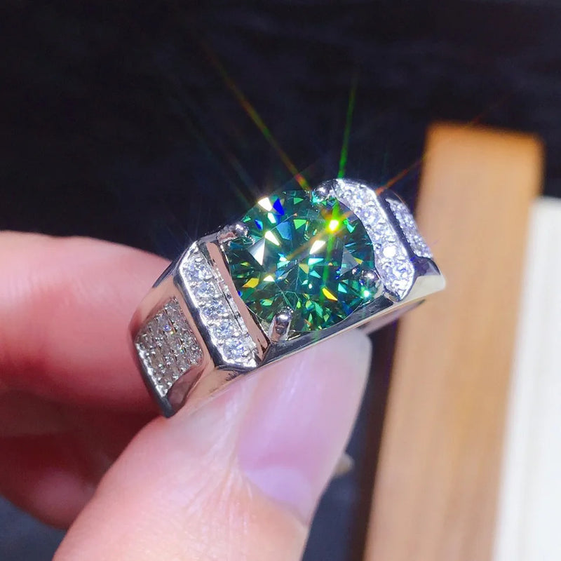 Round Green Zircon Men's Wedding Ring 2.0ct Gems Engagement Anniversary