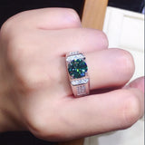 Round Green Zircon Men's Wedding Ring 2.0ct Gems Engagement Anniversary