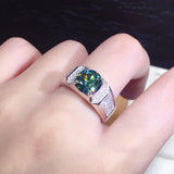 Round Green Zircon Men's Wedding Ring 2.0ct Gems Engagement Anniversary