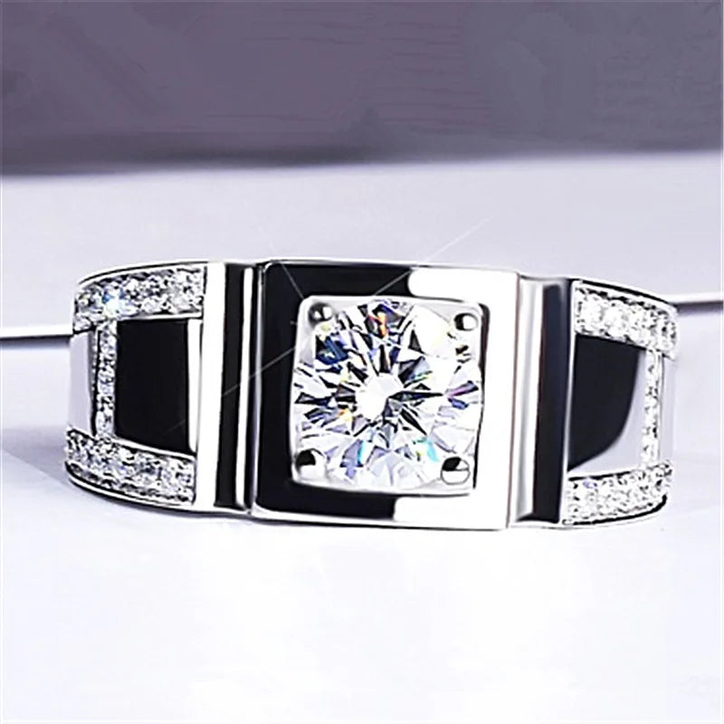 Classic Round Zircon Wedding Ring for Men