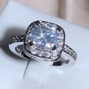 Zircon Wedding Proposal Ring Geometric Jewelry 925 Stamp Gift