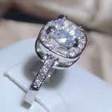 Zircon Wedding Proposal Ring Geometric Jewelry 925 Stamp Gift