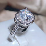 Zircon Wedding Proposal Ring Geometric Jewelry 925 Stamp Gift