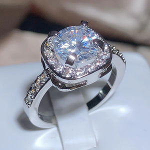 Zircon Wedding Proposal Ring Geometric Jewelry 925 Stamp Gift
