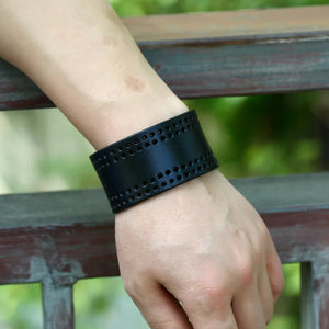 Wide Leather Bracelet Vintage Wrap Bangle Men's Wristband