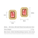 925 Silver Plated Red Garnet Cushion Stud Earrings