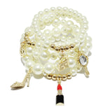 Multi-layered Pearl Bracelet for Women - Gold-plated CCB Charm Jewelry