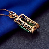 925 Silver Emerald Zircon Pendant Necklace for Wedding