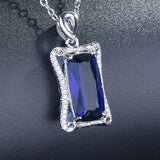 925 Silver Emerald Zircon Pendant Necklace for Wedding