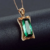925 Silver Emerald Zircon Pendant Necklace for Wedding