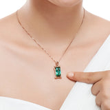 925 Silver Emerald Zircon Pendant Necklace for Wedding